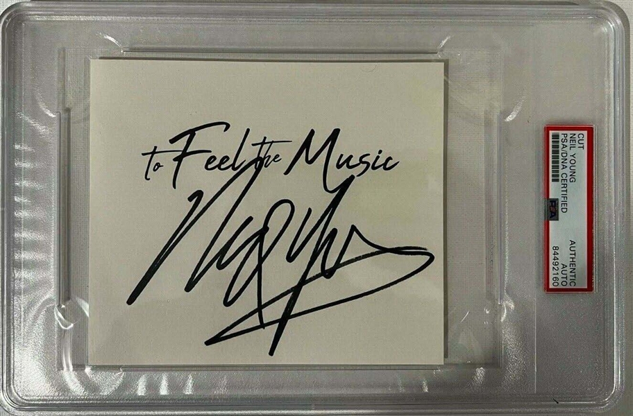 Neil Young Signed To Feel the Music Book Page Cut (PSA/DNA Encapsulated)