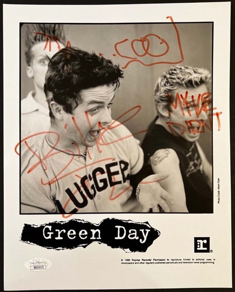 Green Day: Fully Group Signed 8" x 10" Promo Photo (JSA LOA)