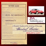 Eminem: 1998 Car Purchase Document with RARE "Marshall Mathers" Legal Name Signature - The First Weve Ever Seen! (JSA LOA) 