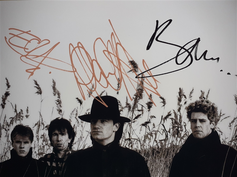 U2 Group Signed 8" x 10" Photo with Bono, Edge & Adam Clayton (Epperson/REAL LOA)