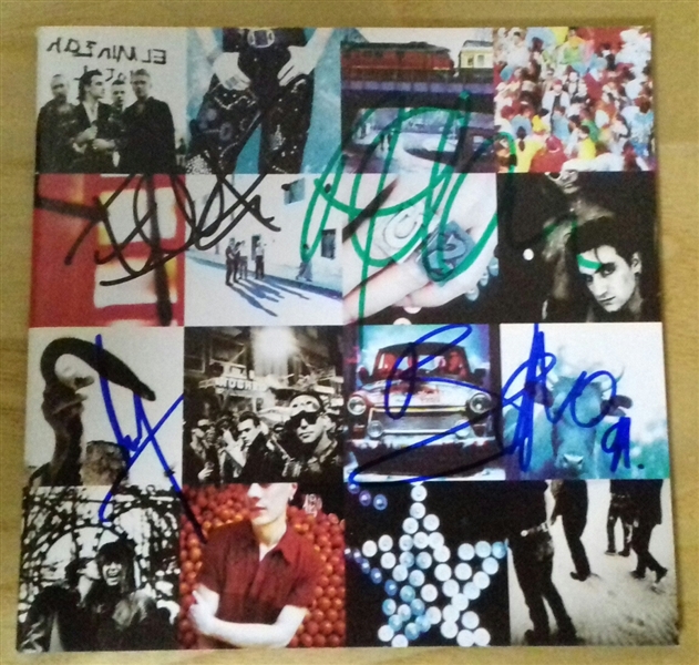 U2 Group Signed "Achtung Baby" CD Cover with All 4 Members (Epperson/REAL LOA)