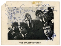 The Rolling Stones Vintage 1964 Group Signed Promotional Photo Card w/ Brian Jones (UK) (5 Sigs) (Tracks COA)  