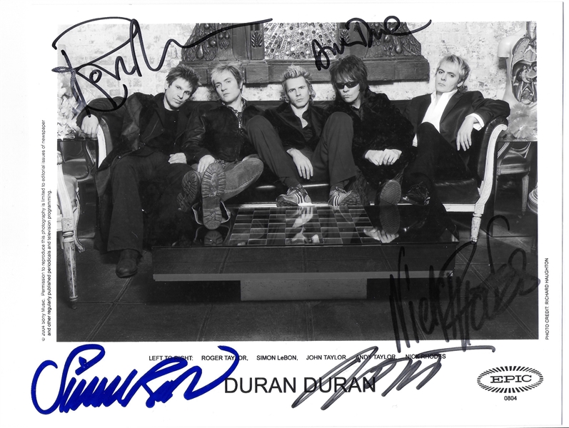 Duran Duran Group Signed 10” x 8” Photo (5 Sigs) (Third Party Guaranteed) 