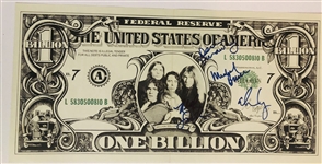 Alice Cooper Band In-Person Signed “Billion Dollar Babies” Dollar Bill Album Insert (4 Sigs) (John Brennan Collection) 