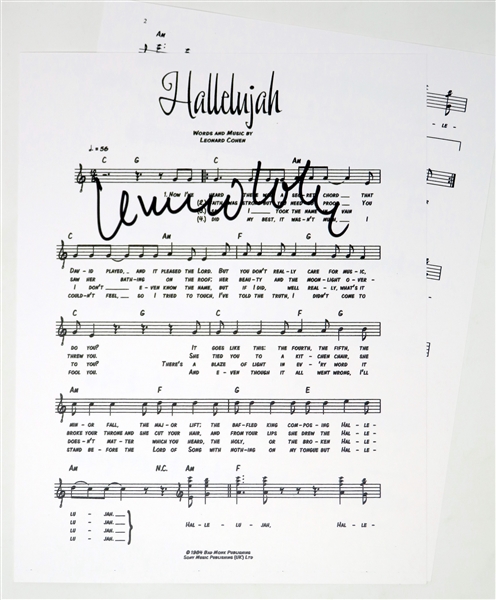 Leonard Cohen Signed "Hallelujah" Sheet Music (Beckett/BAS & JSA COA)