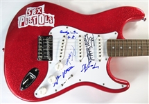 Sex Pistols Group Signed Red Fender Squier Stratocaster Guitar by 4 Members (Beckett/BAS & JSA LOA)