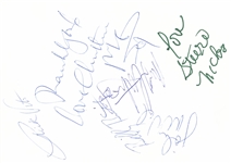 Fleetwood Mac Group Signed Index Card w/ Later Lineup (6 Sigs) (Third Party Guaranteed)