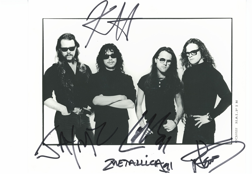 Metallica 1991 Group Signed 10” x 8” Promo Photo (4 Sigs) (Third Party Guaranteed)