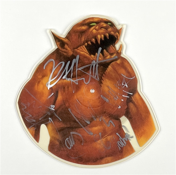 Metallica Vintage Group Signed w/ Cliff “Jump In the Fire” Shaped Vinyl Picture Disc (4 Sigs) (Third Party Guaranteed)