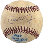 1983 Cal Ripken Jr. Game Used & Signed OAL MacPhail Baseball Used on 9/29/83 for Hit #206 for the 83 Season - Set Orioles Single Season Hit Record (Ripken LOA & Beckett/BAS COA)