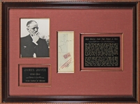 James Joyce Signed Endorsed Check in Custom Framed Display (Beckett/BAS LOA)