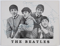 The Beatles Superb Signed 4.25" x 5.5" Fan Club Card with Classic Dezo Hoffmann Image! (JSA LOA)