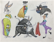 Virgil Ross Signed & Drawn Original Toro the Bull & Bugs Bunny Model Sheet (Third Party Guaranteed)