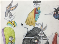 Virgil Ross Signed & Drawn Original Toro the Bull & Bugs Bunny Model Sheet (Third Party Guaranteed)