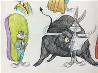 Virgil Ross Signed & Drawn Original Toro the Bull & Bugs Bunny Model Sheet (Third Party Guaranteed)
