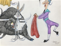 Virgil Ross Signed & Drawn Original Toro the Bull & Bugs Bunny Model Sheet (Third Party Guaranteed)