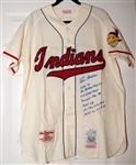 Lou Boudreau Signed Mitchell & Ness Jersey with 7 Hand Written Stats! (PSA/DNA)