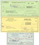Hollywood Greats Lot of Three Signed Checks w/ Barbara Eden & More (Beckett/BAS)