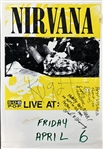 Nirvana ULTRA RARE Early Group Signed Concert Poster from Bleach Tour :: April 6, 1990 @ Club Underground - Madison, WI (Letter of Provenance & Epperson/REAL LOA)
