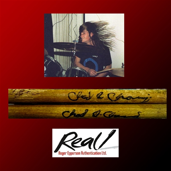 Nirvana: Chad Channing Stage Used & Double Signed Drumsticks with Letter of Provenance (Epperson/REAL LOA)