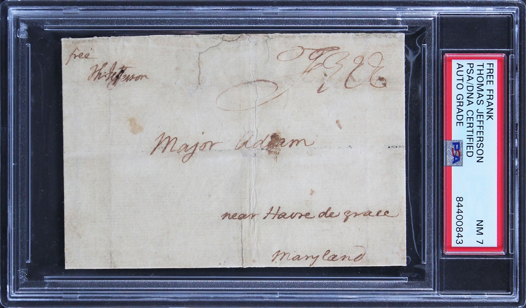 President Thomas Jefferson Signed Free Frank Envelope Panel (PSA/DNA Encapsulated)