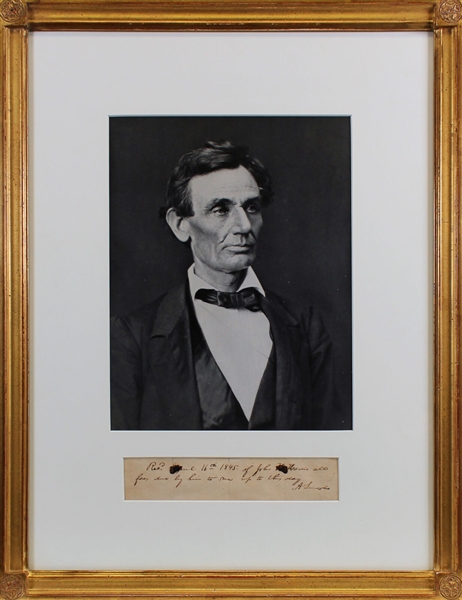 President Abraham Lincoln Handwritten & Signed 1845 Receipt in Framed Display (Beckett/BAS LOA)