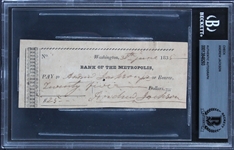 President Andrew Jackson Handwritten & Signed Bank Check - Payable to Son, Andrew Jackson Jr. (Beckett/BAS Encapsulated)