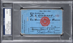 Harry Houdini Superb Signed Society of American Magicians Membership Card with MINT 9 Autograph! (PSA/DNA Encapsulated)