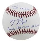 Mike Trout Double Inscribed "Angels All-Time HR Leader" OML Baseball (MLB Holo)