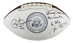 US Presidents ULTRA RARE Signed Custom Presidential Seal Football with Obama, Clinton, Bushes & Carter (JSA LOA)