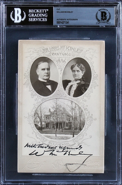 President William McKinley RARE Signed 1896 Cabinet Photograph (Beckett/BAS Encapsulated)