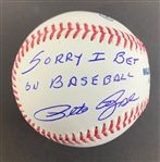 Pete Rose Signed & Inscribed OML Baseball (Pete Rose Sticker)