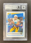 Justin Herbert Signed 2020 Donruss Rated Rookie #303 w/ GEM MINT 10 AUTO! (Beckett/BAS Encapsulated)