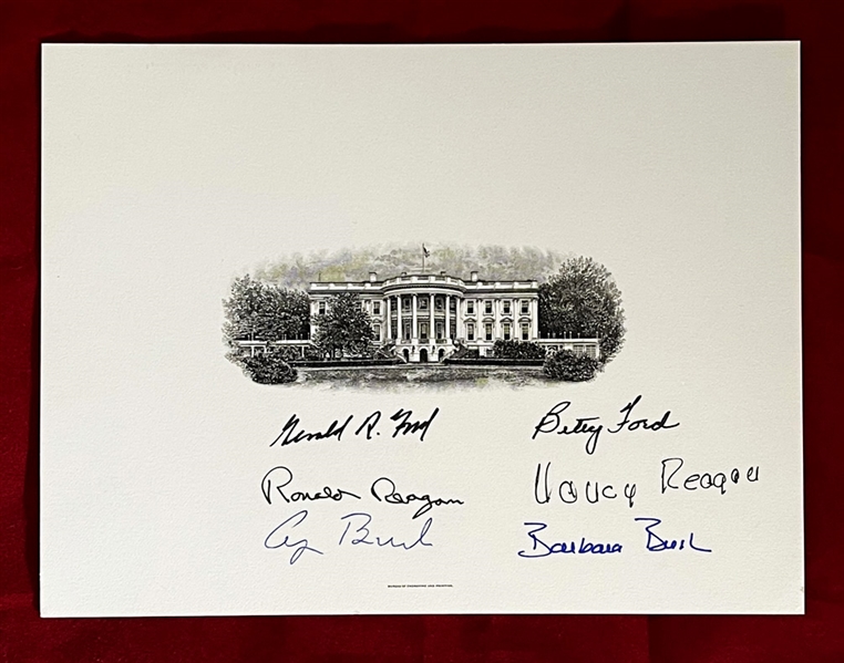 Three Presidents & First Ladies Signed 8"x6" Engraving Card! Mint Condition (PSA/DNA )