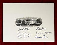 Three Presidents & First Ladies Signed 8"x6" Engraving Card! Mint Condition (PSA/DNA )