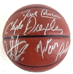 NBA Players Multi-Signed Basketball (10/Sigs Total) including 8-HOF Members including Johnson, Rodman, Drexier, Frazier, Barry, Wilkins, Erving, Cowens!  (Steiner)