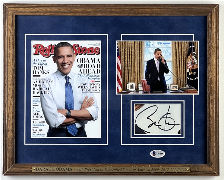 Barack Obama Signed Magazine 3.25” x 2” Cut Framed (Beckett/BAS Authentication) 