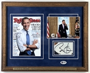 Barack Obama Signed Magazine 3.25” x 2” Cut Framed (Beckett/BAS Authentication) 