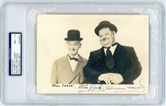 Laurel & Hardy Dual-Signed 7” x 5” Photo (PSA Encapsulated w/ LOA, Auto Grade NM+ 7.5)
