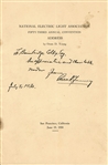 Owen Young RCA Founder Signed Booklet (PSA Authentication) 