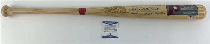 Steve Carlton Signed & Stat Inscribed Phillies Cooperstown Bat (Beckett/BAS)
