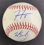Freddie Freeman & Will Smith Signed & Game Used OML Baseball :: Used 06-02-23 NYY vs LAD :: Ball Pitched to Both w/ Kershaw Win! (MLB Holo & PSA/DNA)