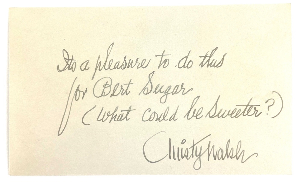 Christy Walsh Signed & Inscribed Card to Bert Sugar (Bert Sugar Collection) (Third Party Guaranteed)