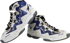 1997-98 Clyde Drexler Game Worn & Signed Reebok DMX Basketball Shoes from Final Season (JSA)