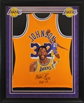 Magic Johnson Signed One-of-a-Kind Hand Painted Jersey in Custom Framed Display (Beckett/BAS)