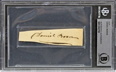 Daniel Boone RARE Signed .75" x 2.85" Document Segment (Beckett/BAS Encapsulated)