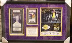 Kobe Bryant Framed Display with Signed 2017 Panini Chronicles Card & Ticket for Final Game (PSA/DNA)