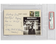 Malcolm X Handwritten & Signed Nigerian Postcard with ULTRA RARE Full Muslim Signature (PSA/DNA Encapsulated & LOA)