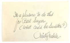 Christy Walsh Signed & Inscribed Card to Bert Sugar (Bert Sugar Collection) (Third Party Guaranteed)