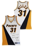 Reggie Miller Signed 1993-94 Indiana Pacers Game Worn Jersey - Gifted to Shaquille ONeal! (Shaq LOA & Beckett/BAS LOA)